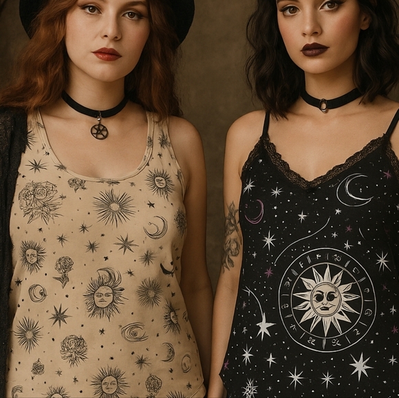 Killstar Celestial Tank Top Set Sun Moon Stars Witchcore Goth Festival Y2K Plus - Picture 1 of 9